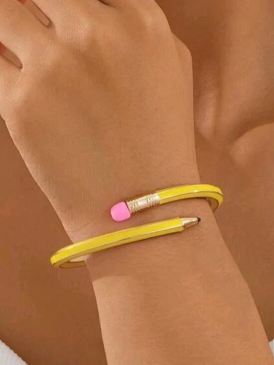 Jewelry - Yellow Pencil Teacher Metal Cuff Bracelet (BRAND-NEW & SO CUTE!)